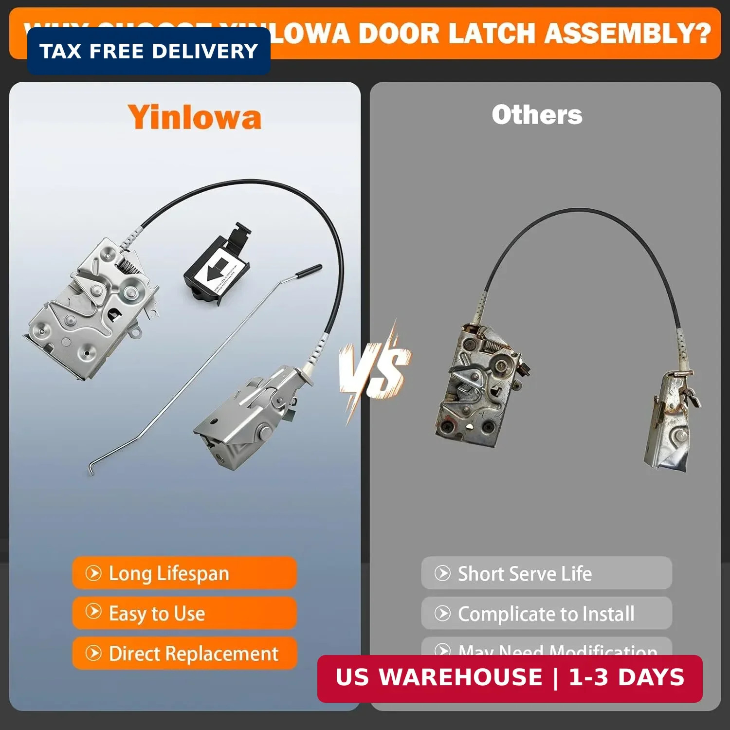 Front Left Door Latch Lock Assembly for 1992-1997 Ford F150 F250 F350 Bronco