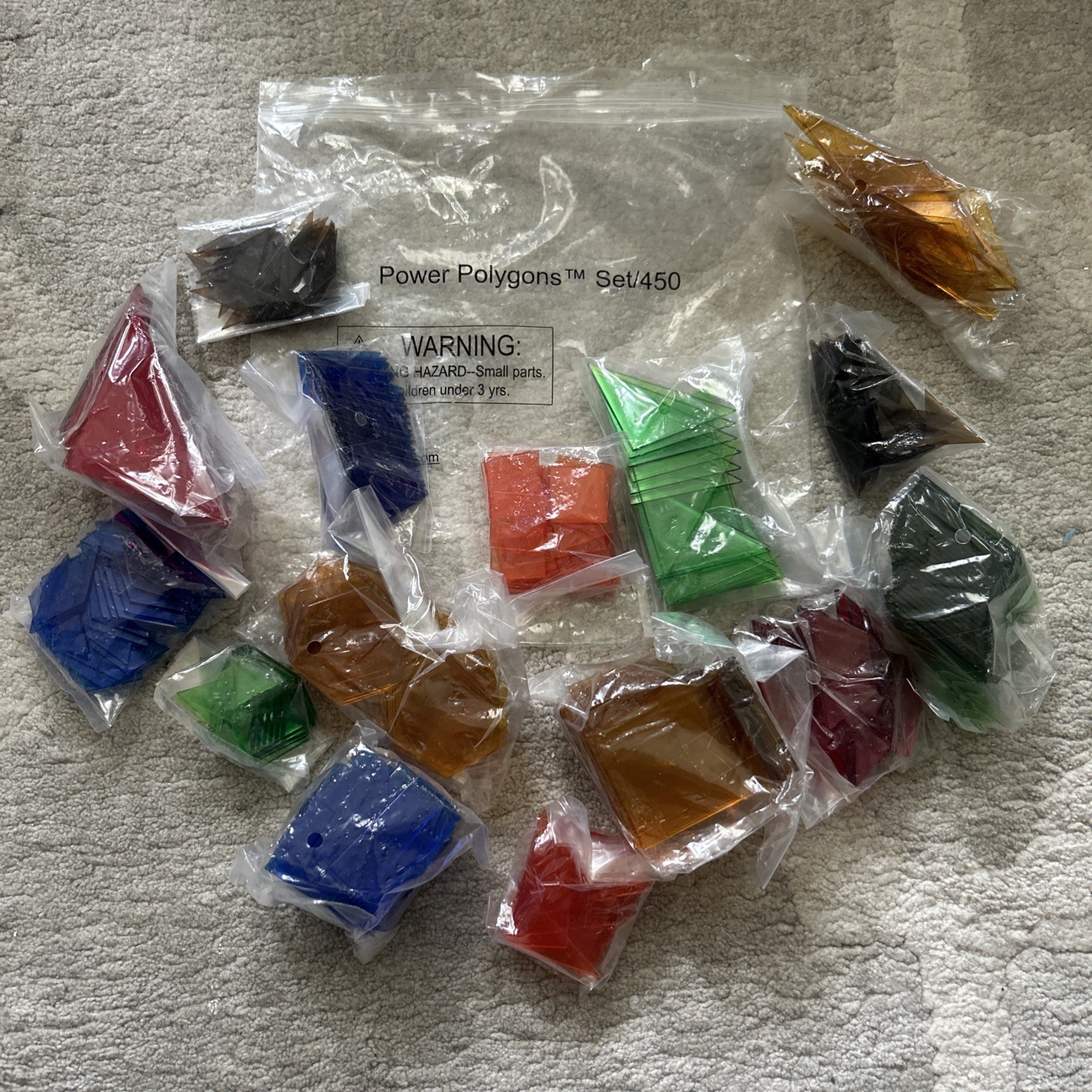 Power Polygons 450 Pieces Translucent Acrylic Blocks Educational School Toys