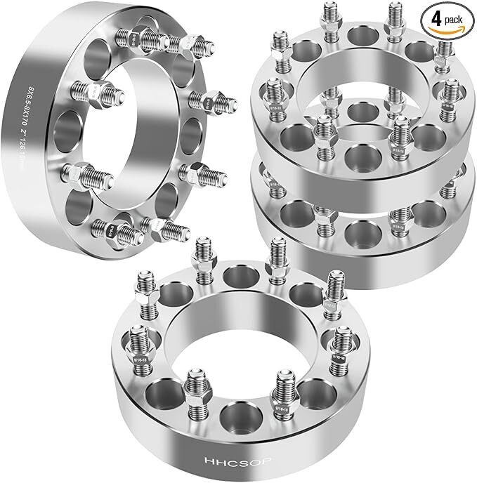 8×6.5 to 8×170 Wheel Spacers 2″ (50mm) Bore 126.15mm with 9/16″-18 Studs for