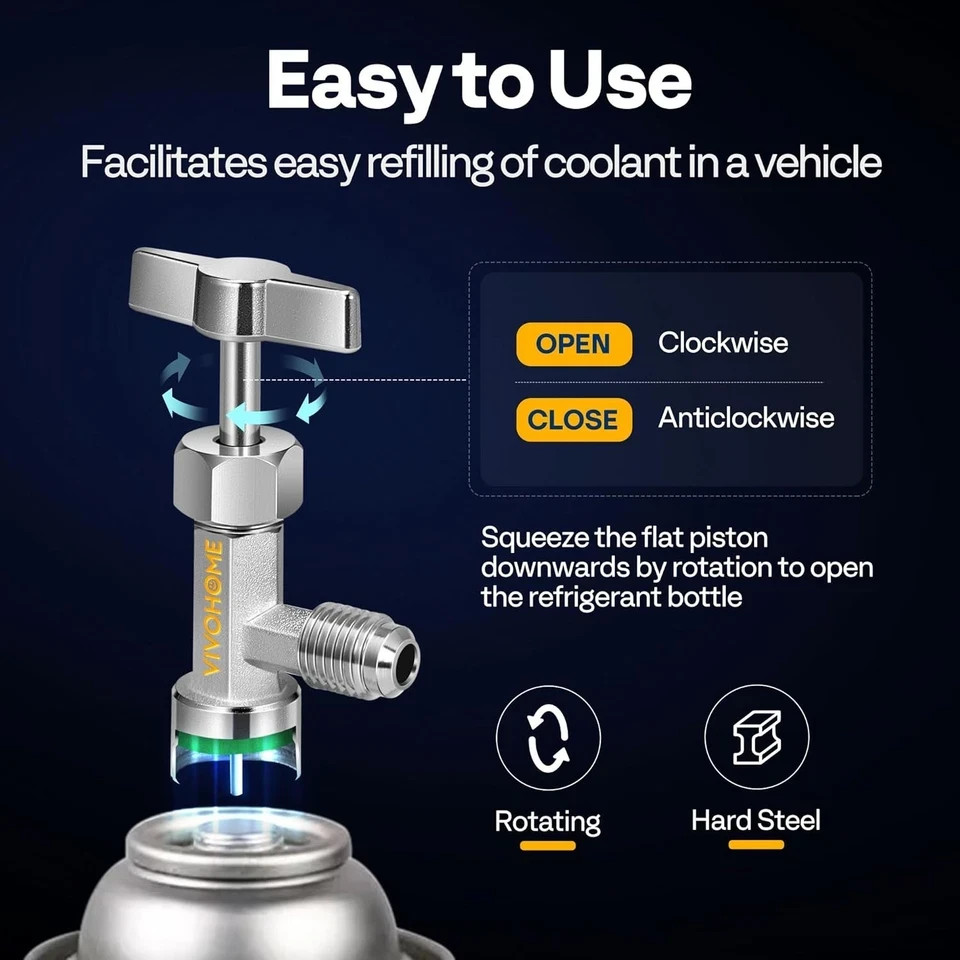 R134a Self-Sealing Can Tap Opener with 1/4″ & 1/2″ AC Hose Adapter for Car AC