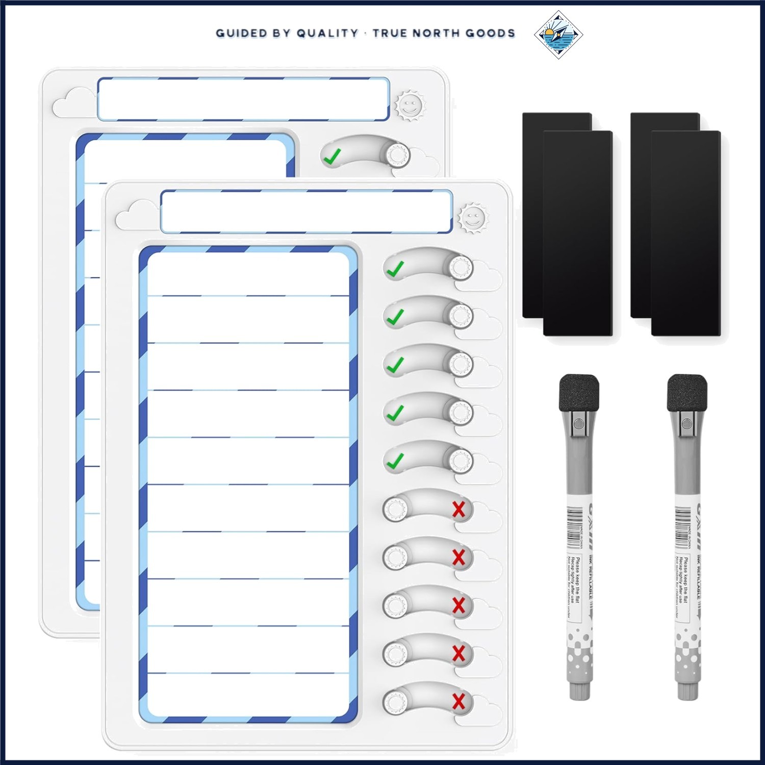 Fun Chore Chart for Children, Dry Erase Routine Planner with Sliding Buttons