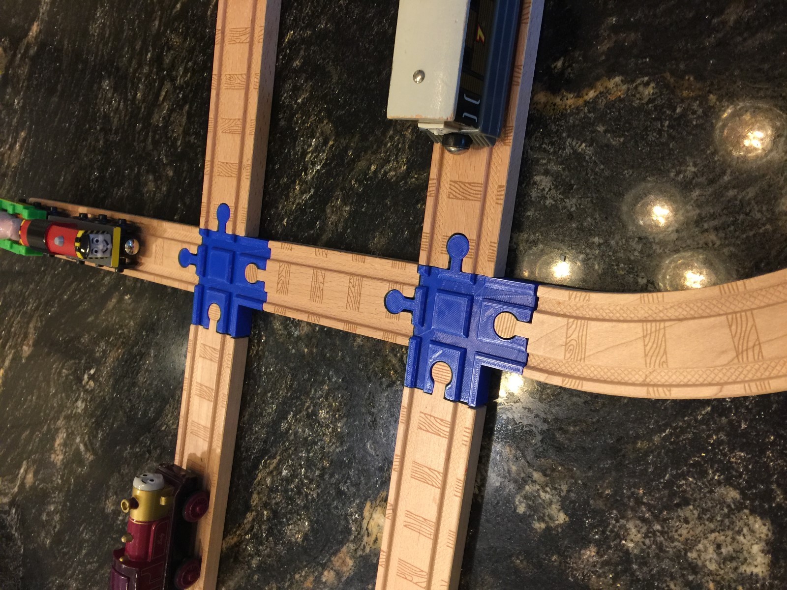 (2) 4 Way Wood Train Track Adapter Thomas the Tank Brio IKEA – PICK YOUR COLOR!