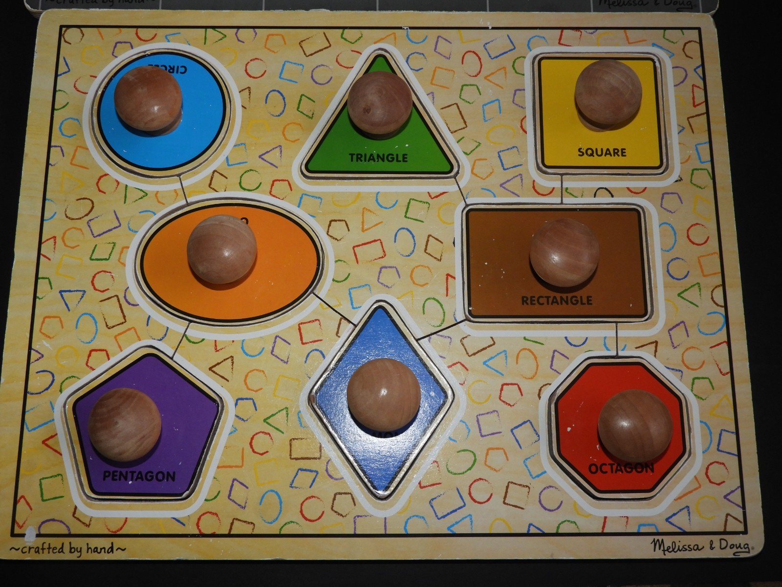 Melissa & Doug Latches Wooden Activity Board & Geometric Shapes Knob Puzzle