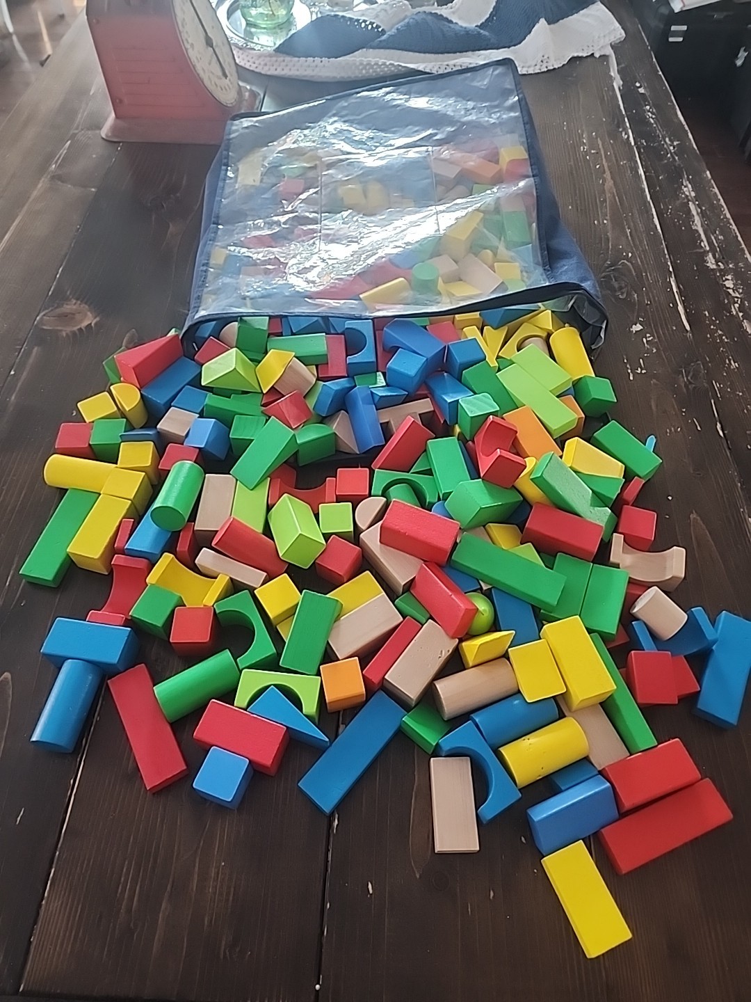 Lot of 278 WOOD SHAPES Colored Building Blocks Children’s Wooden TOYS Crafts