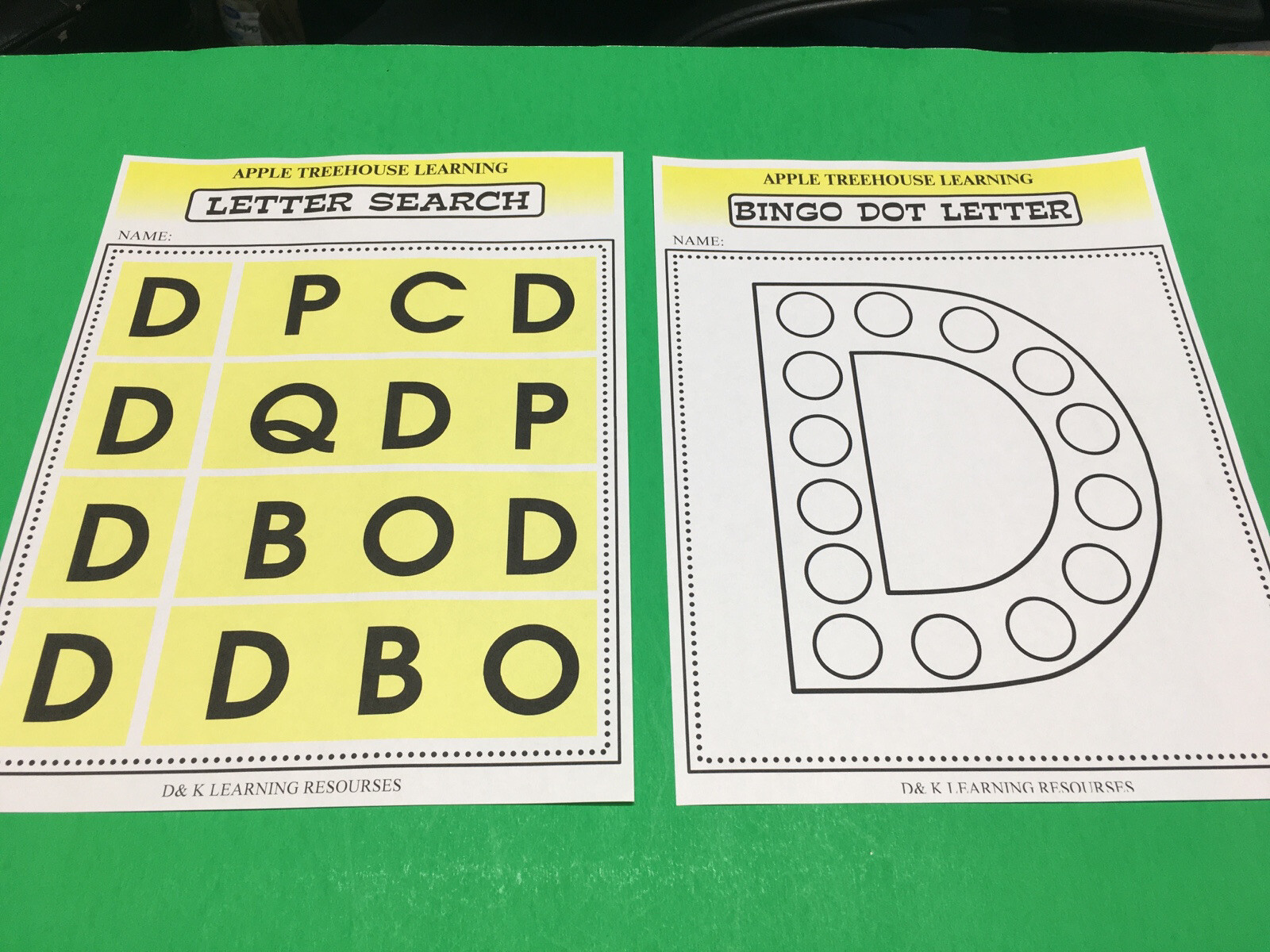 Letter Dd -Apple Treehouse Worksheets – Preschool Teaching supplies 20pgs