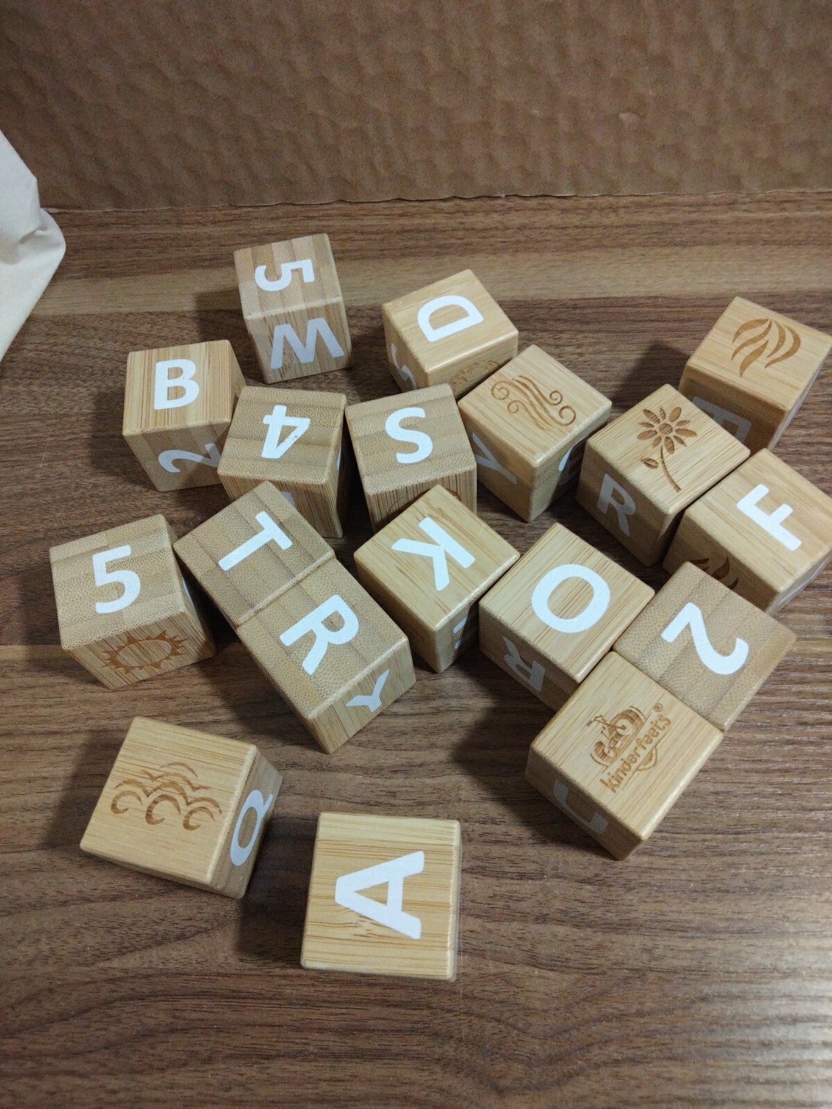 Kinderfeets Bamboo ABC 123 Blocks Symbols Of 4 Seasons & 4 Elements Of Earth