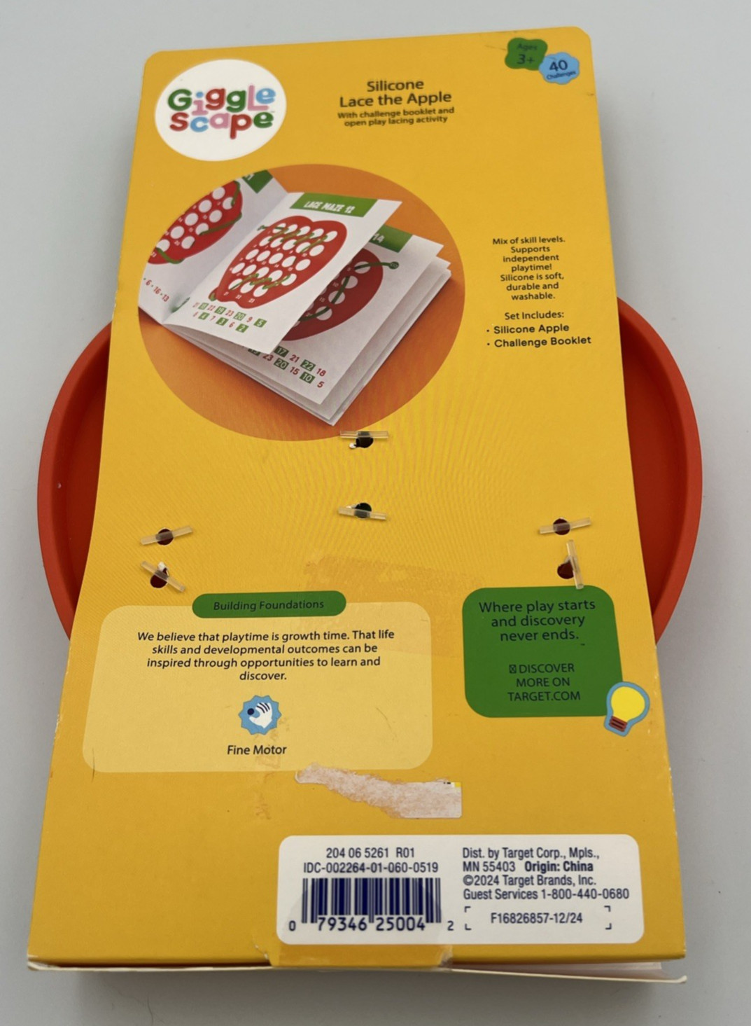 Gigglescape Lace the Apples Motor Skills Toy with Challenge Booklet
