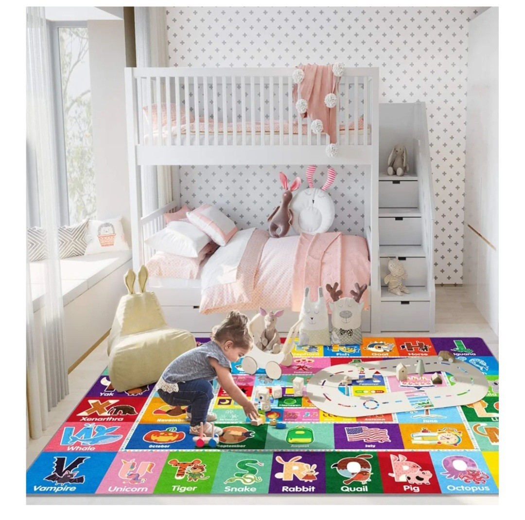 Party Kingdom Kids Play Rug Non-Slip 78.7×59 ” Educational ABC/Months/Seasons