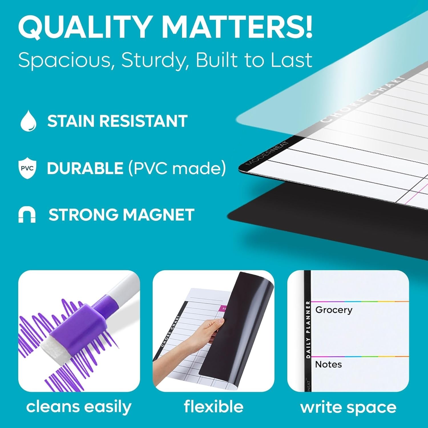 All-in-One Magnetic Chore & Meal Planner Charts – Multi-User Dry Erase Set