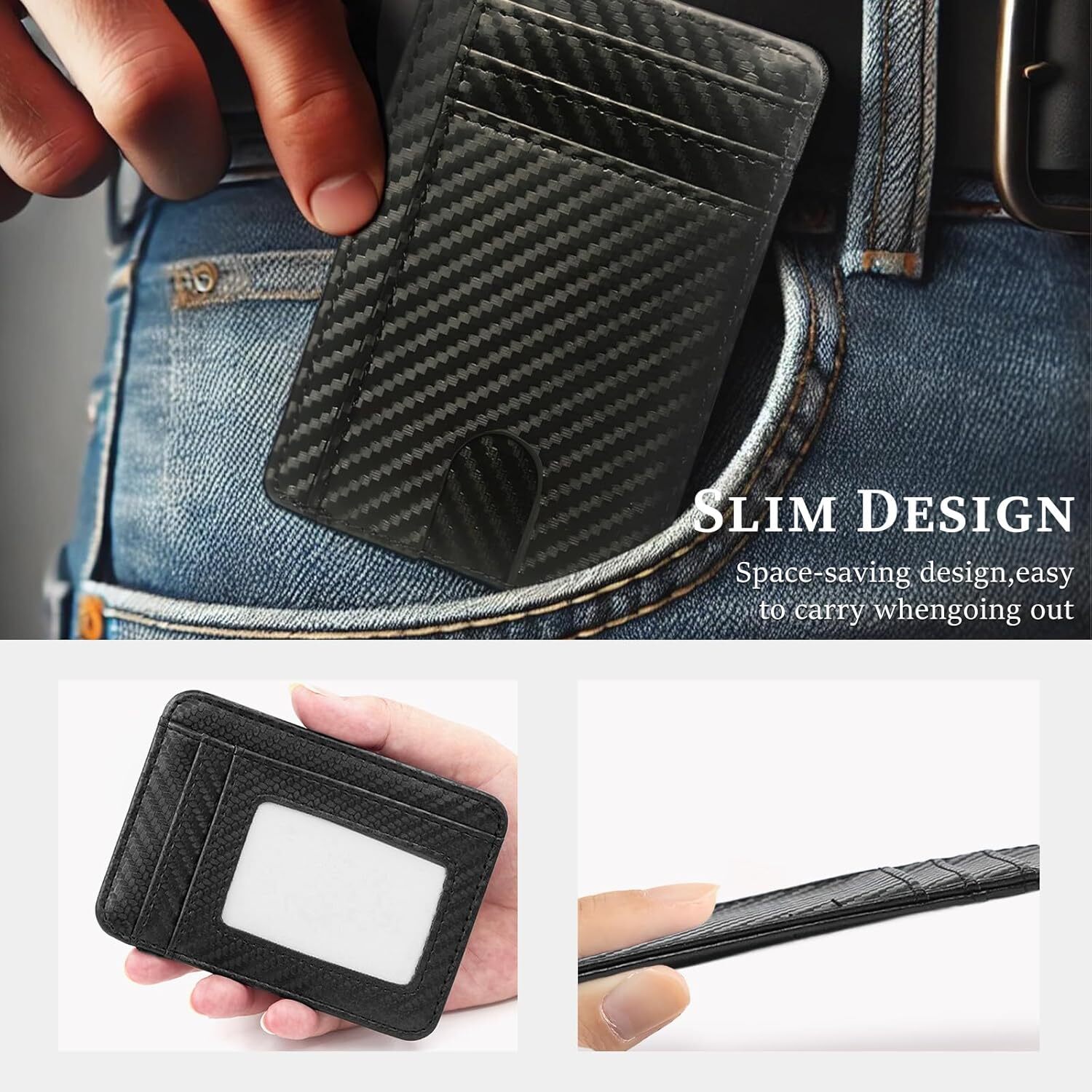 Leather Minimalist Wallet for Men & Women – RFID Blocking Front Pocket Card