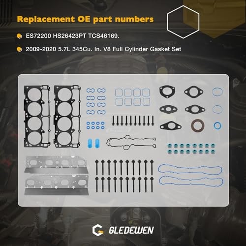 HS26423PT 5.7L Full Cylinder Gasket Set with Head Bolts, Compatible with