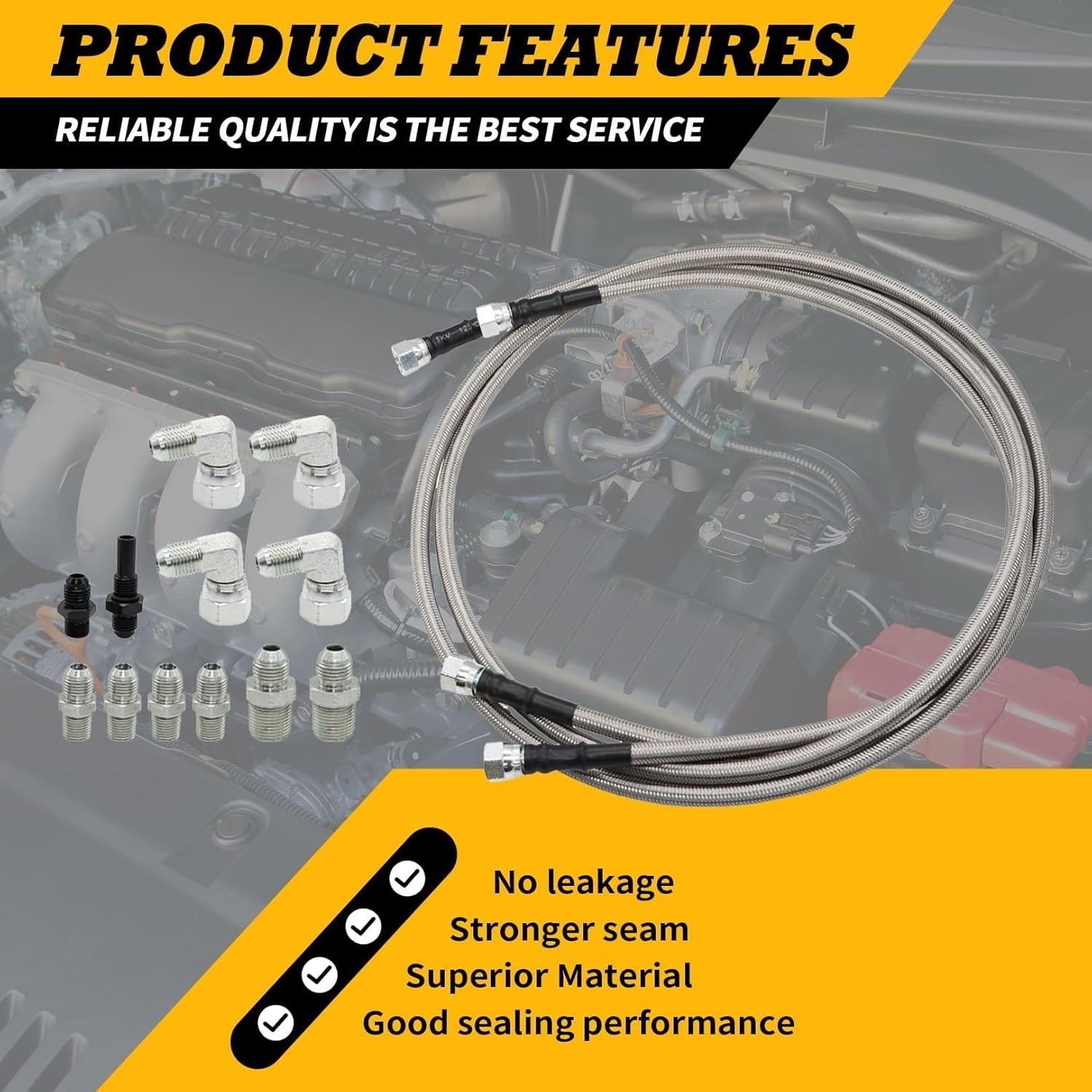 6AN 70″ Transmission Oil Cooler Hose Line kit Compatible with 4L60E 4L80E TH350