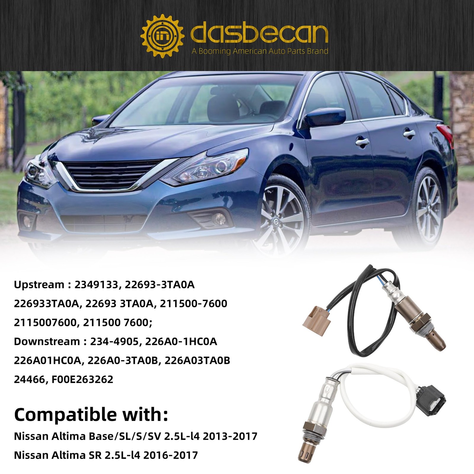 Dasbecan Oxygen O2 Sensor Upstream Downstream Compatible with Nissan Altima