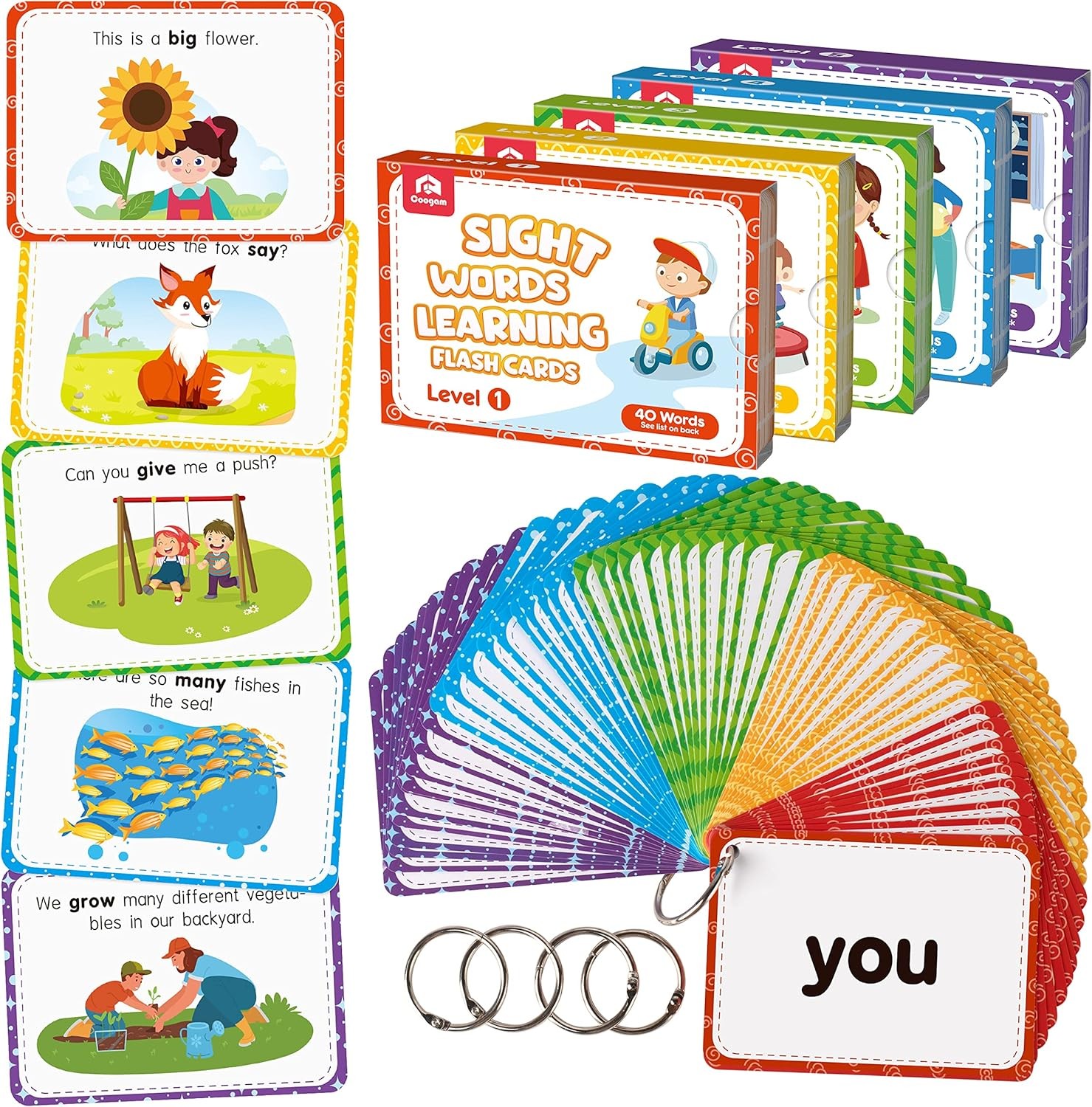 Sight Words Educational Flashcards – 220 Dolch Sightwords Game with Pictures
