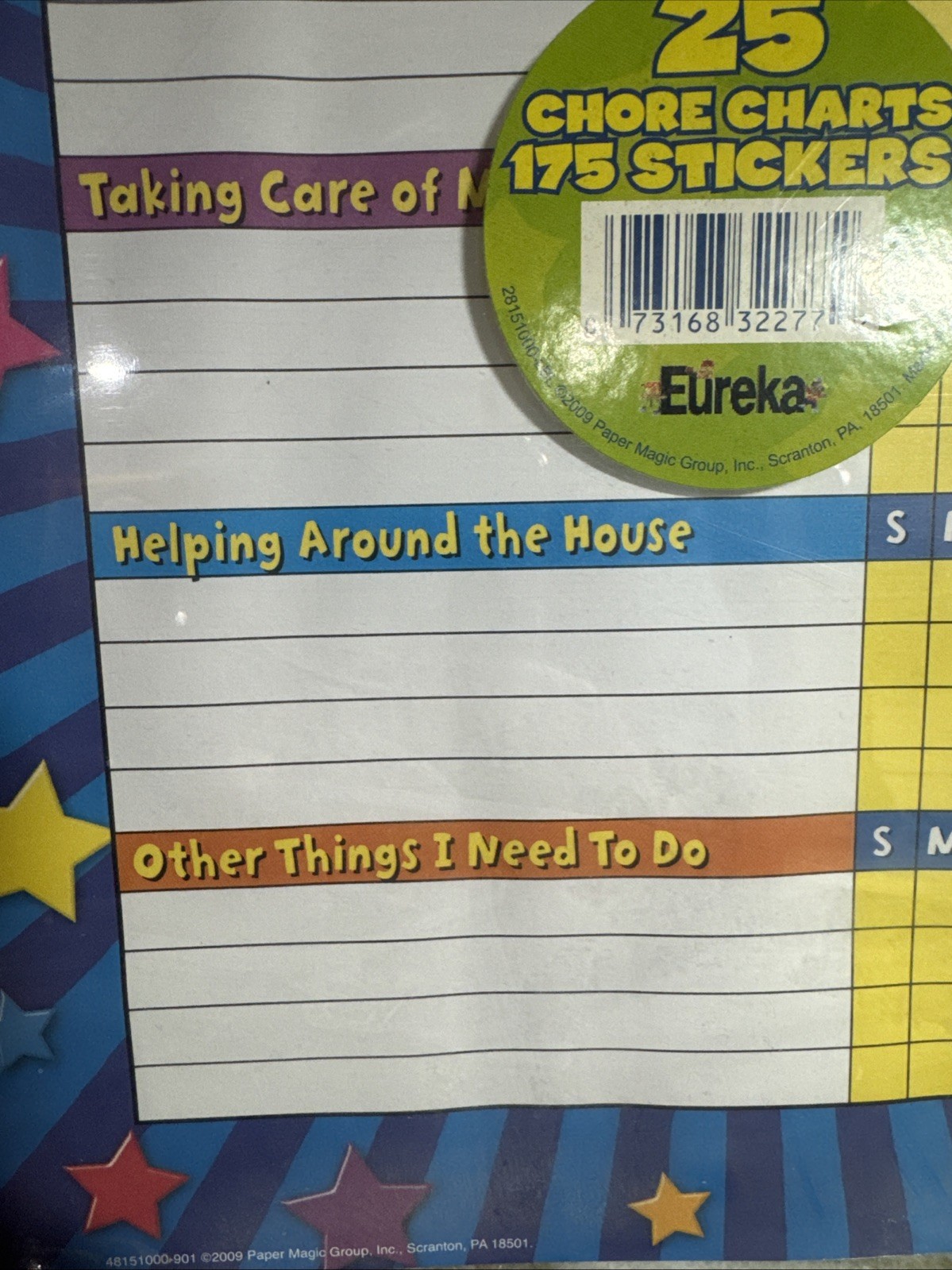 My Chores Set Of 25 Chore Charts With Stickers