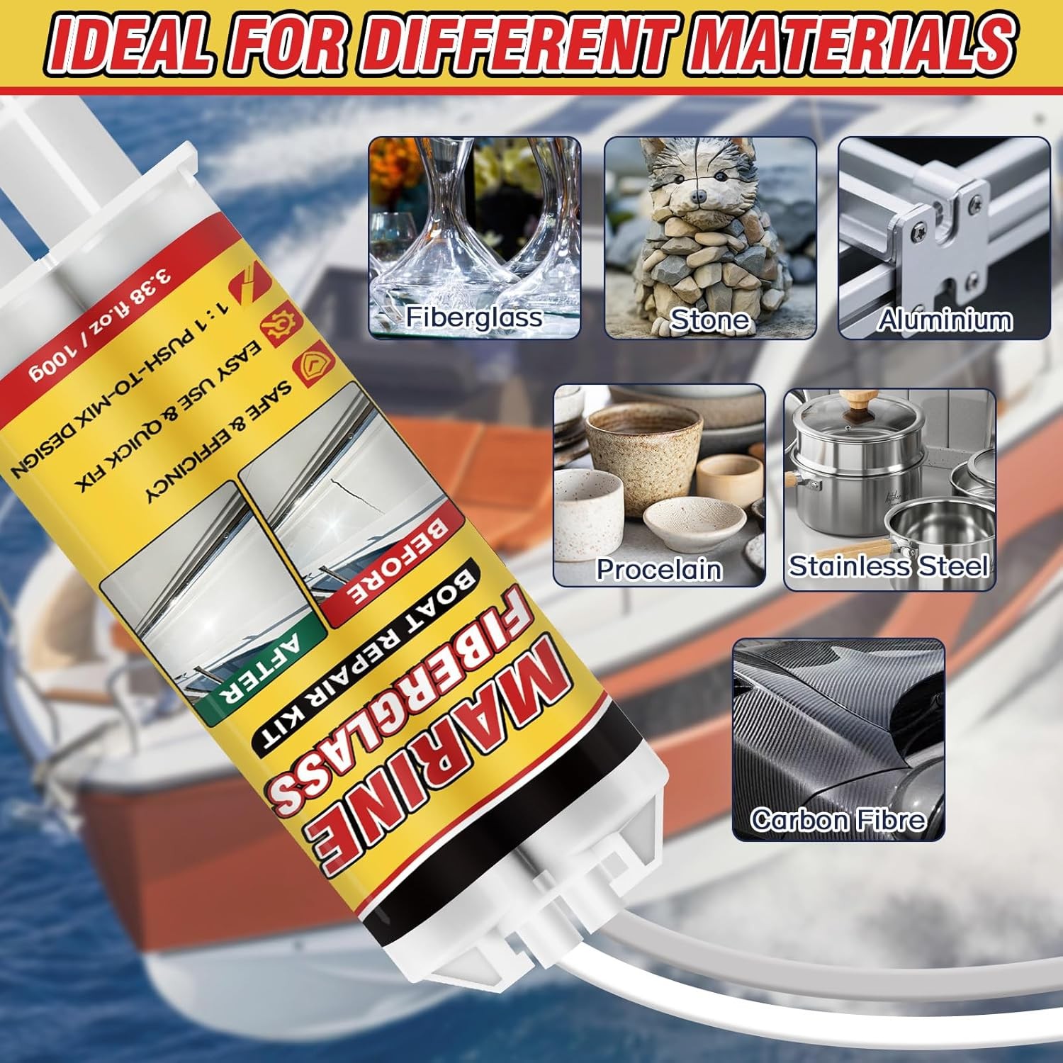 Fiberglass Boat Repair Kit Marine Gelcoat Repair Kit for Boats Water Damage