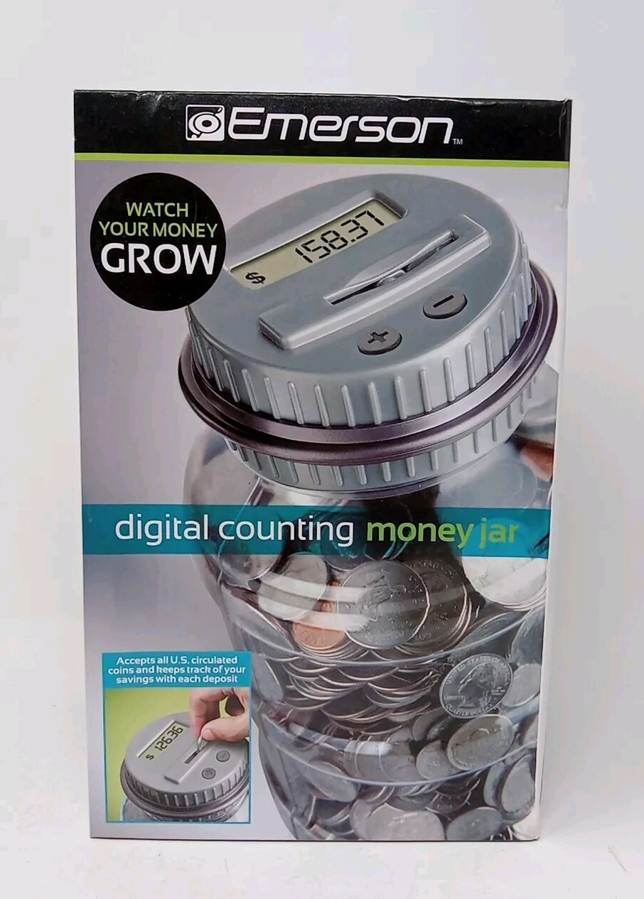 Emerson- Digital Counting Money Jar Automatically Calculates And Displays Coins