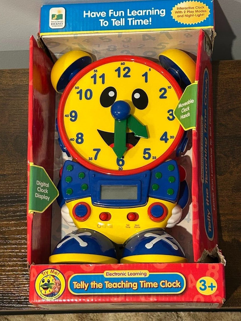 The Learning Journey Telly The Teaching Time Clock Blue/Yellow 2015 NIB