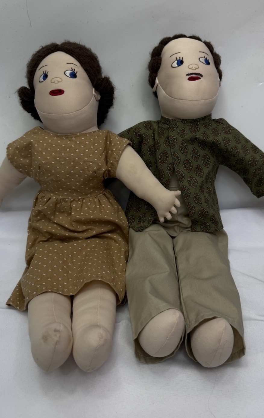 Vintage Teach A Bodies Man And Woman Anatomically Correct Plush Dolls W/clothes
