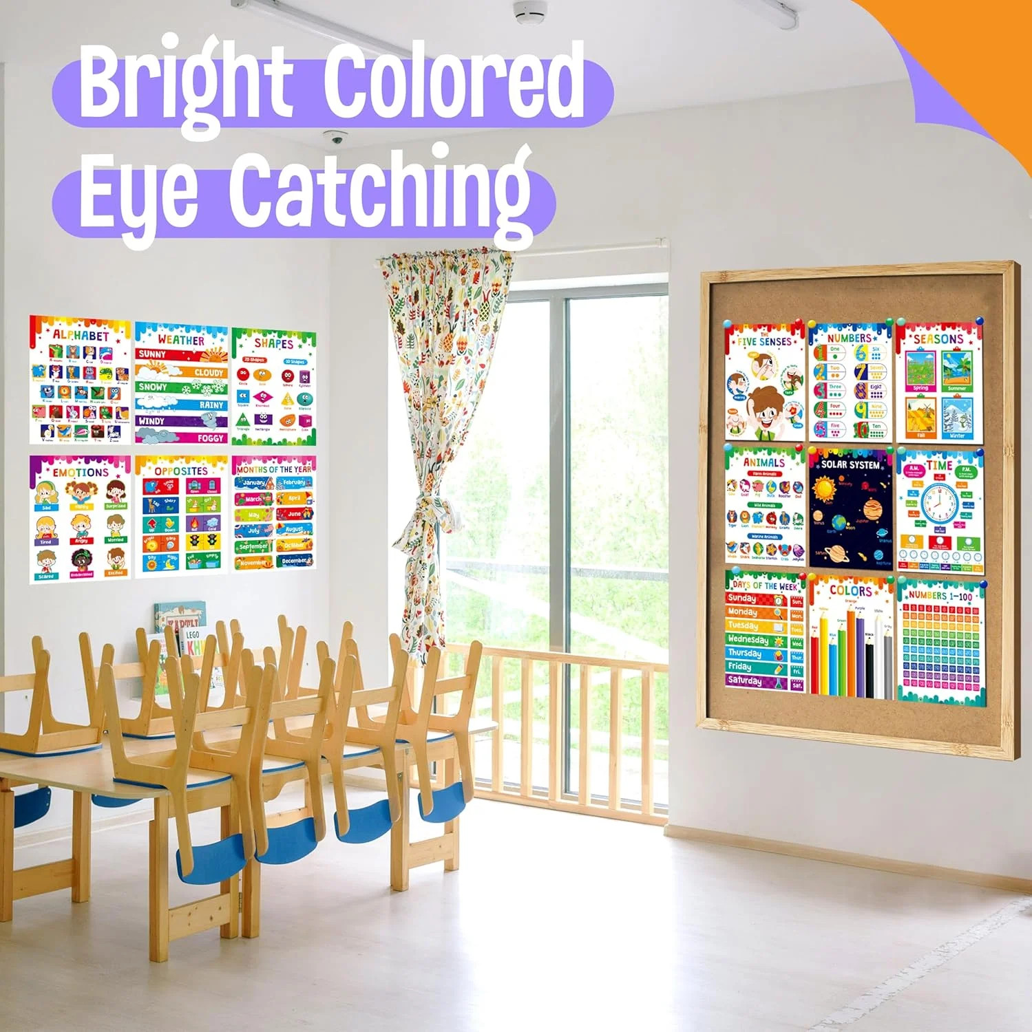 15 Packs Educational Poster, Thick Early Learning Posters Waterproof & Tear Proo