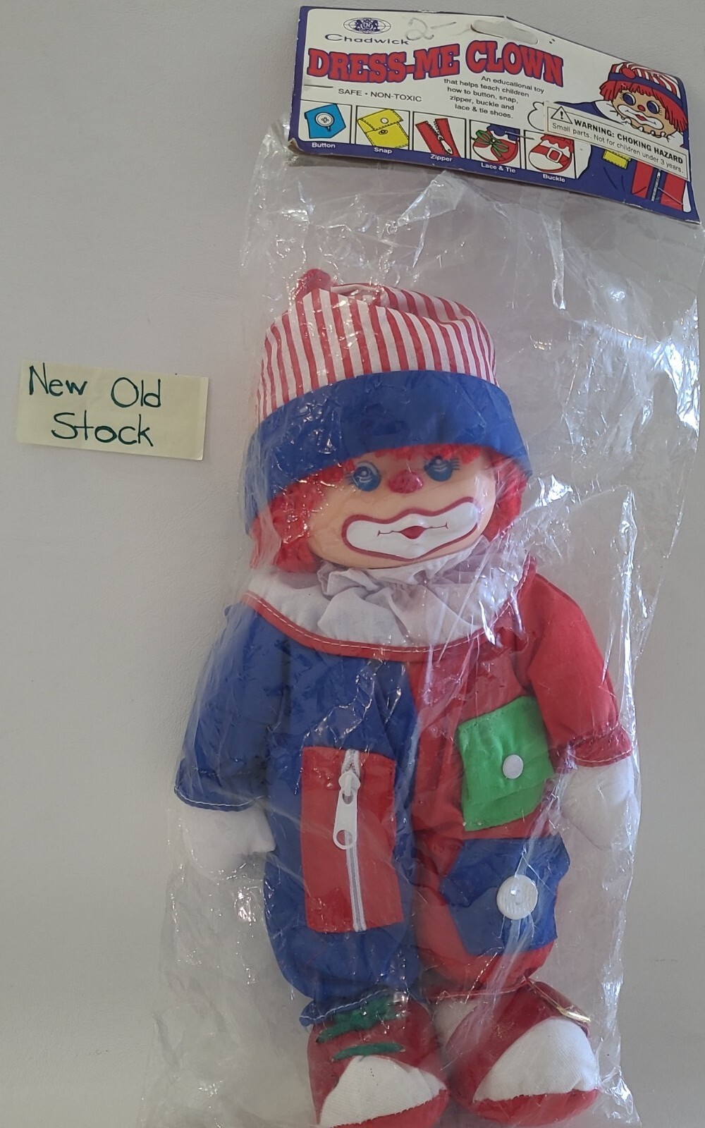 Chadwick Dress- Me Clown Doll Plush 14″ Educational Toy New Vintage 1992 Read ⬇️