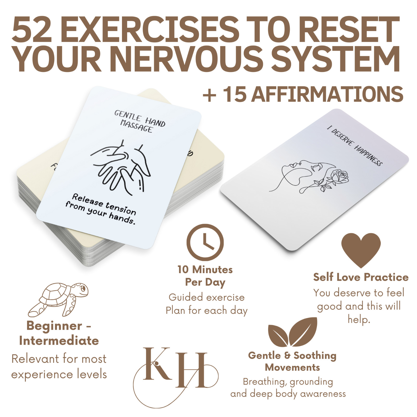 Vagus Nerve Cards – 52 Exercises + 15 Affirmations for Anxiety, Trauma & Healing