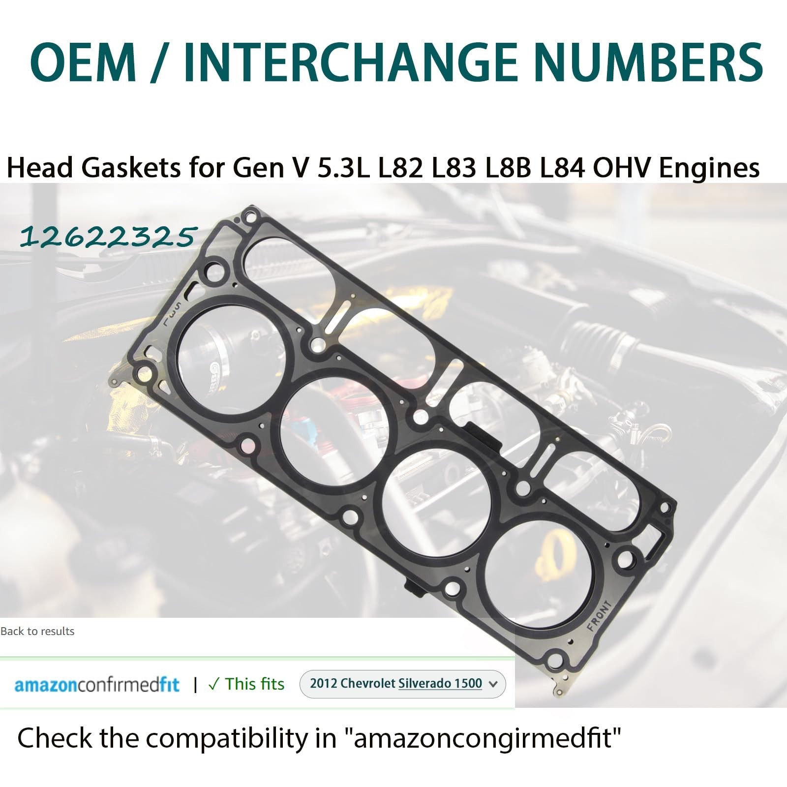 5-Layer MLS Head Gaskets with Head Bolts Kit Fit for GM Chevrolet Silverado 1…