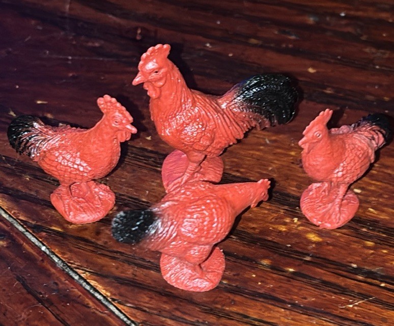 Chicken Rooster & Chickens Red Small Toy Model Plastic Replica Barn Animals