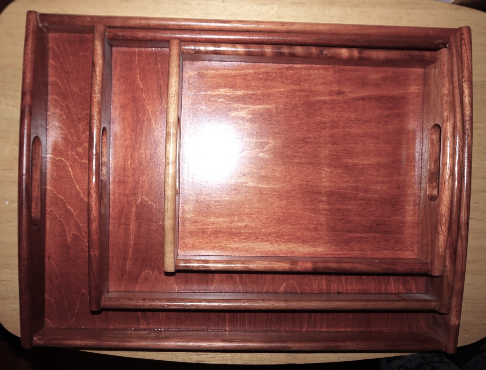 Montessori Wooden Trays with Handles 3 Pack: Small Medium Big