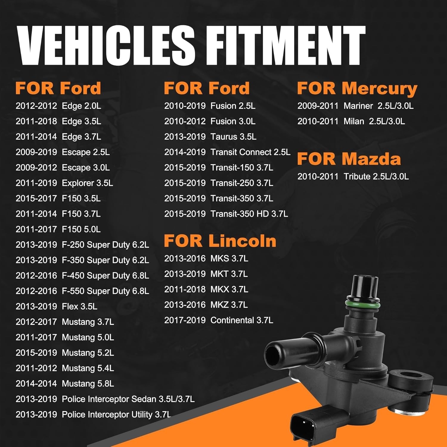 Vapor Canister Purge Solenoid Valve Emission For Ford Edge Escape Explorer F1…
