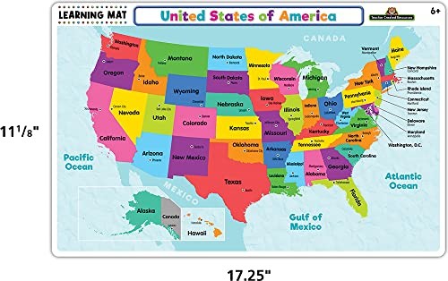 Interactive Write On Wipe Off USA Map Learning Mat for Kids Ages 6 and Up