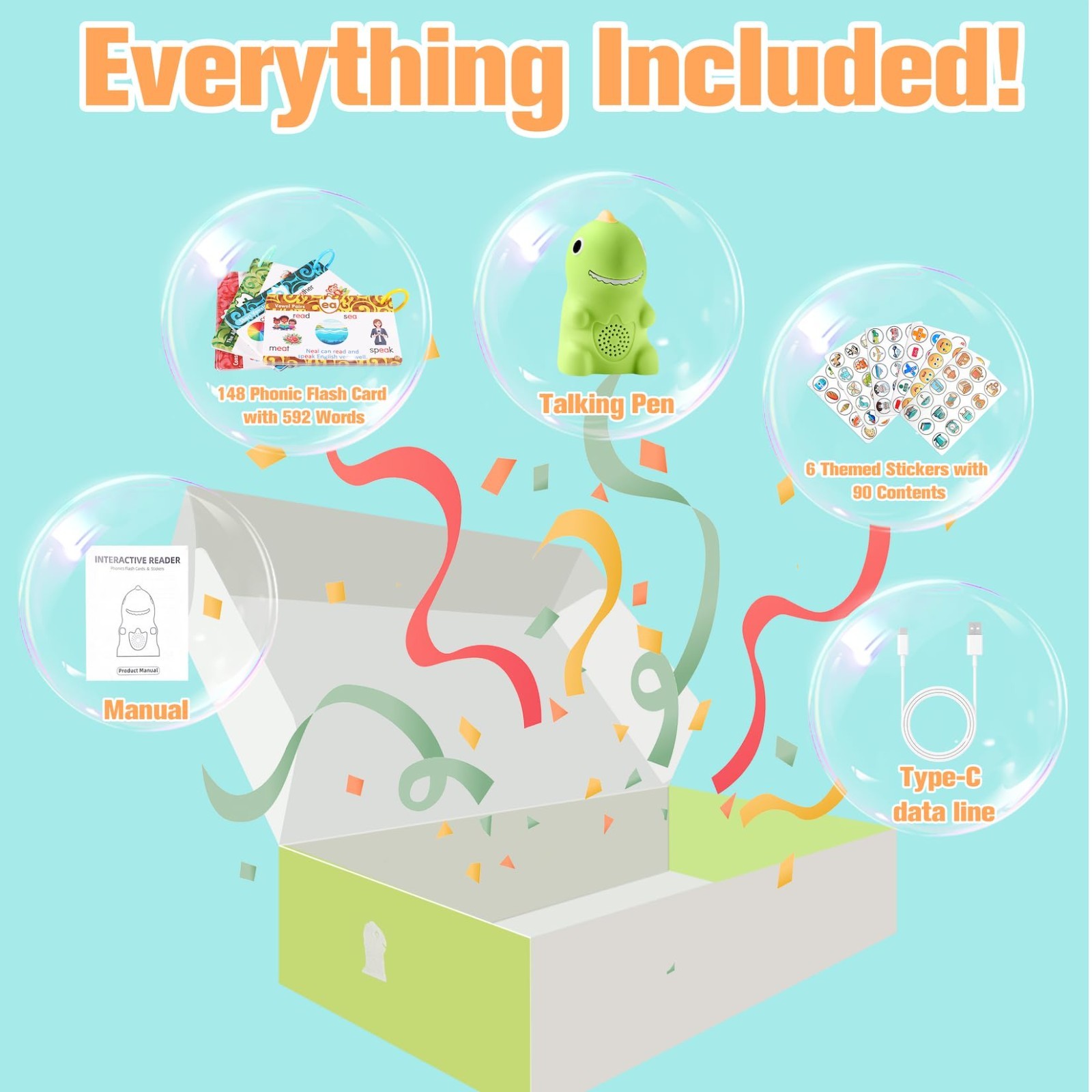 Interactive Phonics Flash Cards with Talking Pen – Learn to Read for Kids 4-8