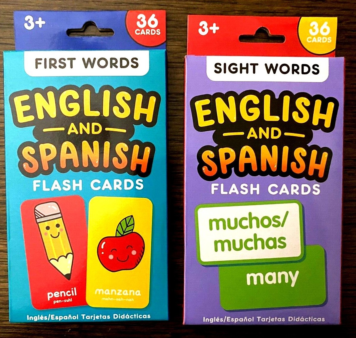 English and Spanish Flash Cards: First or Sight Words CHOICE – 2 Ages 3+ NEW!