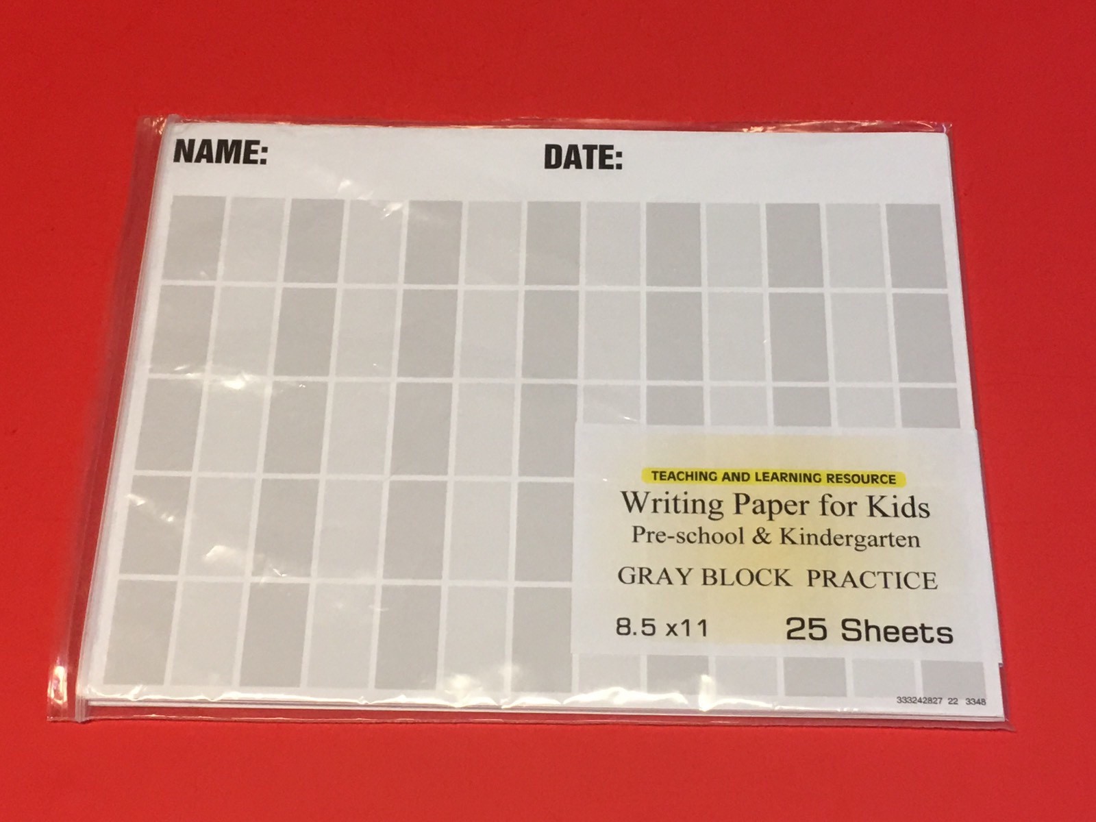Writing Paper for Kids – Gray Block Practice – 11X 8.5 in, 20 lb, 25 sheets