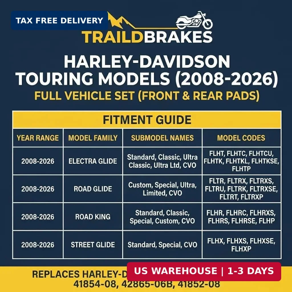 Traild Harley-Davidson Touring Ceramic Brake Pads 2008-2026 Road King Street Gli