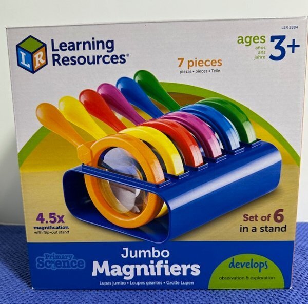 Jumbo Magnifiers by Learning Resources Set of 6 Magnifiers w/ stand Pre-K or 3+