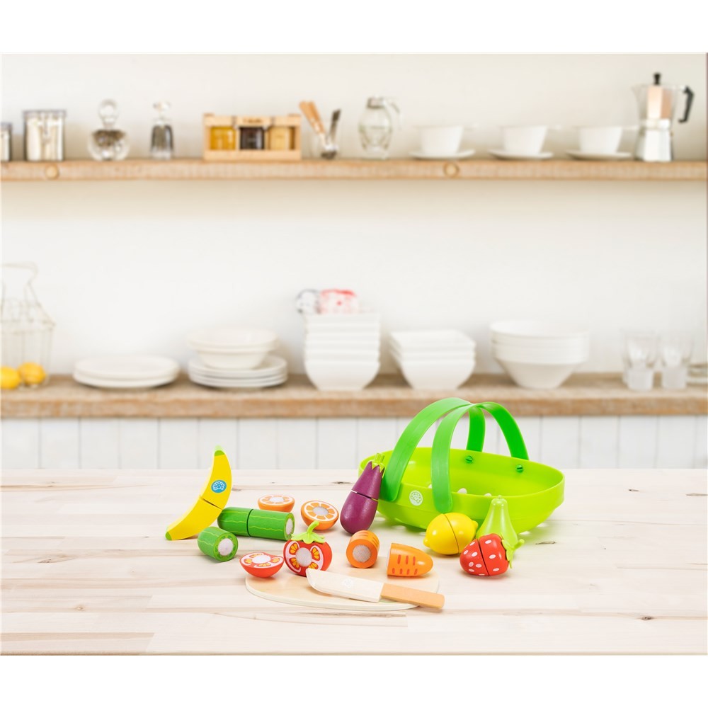 Fat Brain Pretendables Fruit & Veggie Basket Set