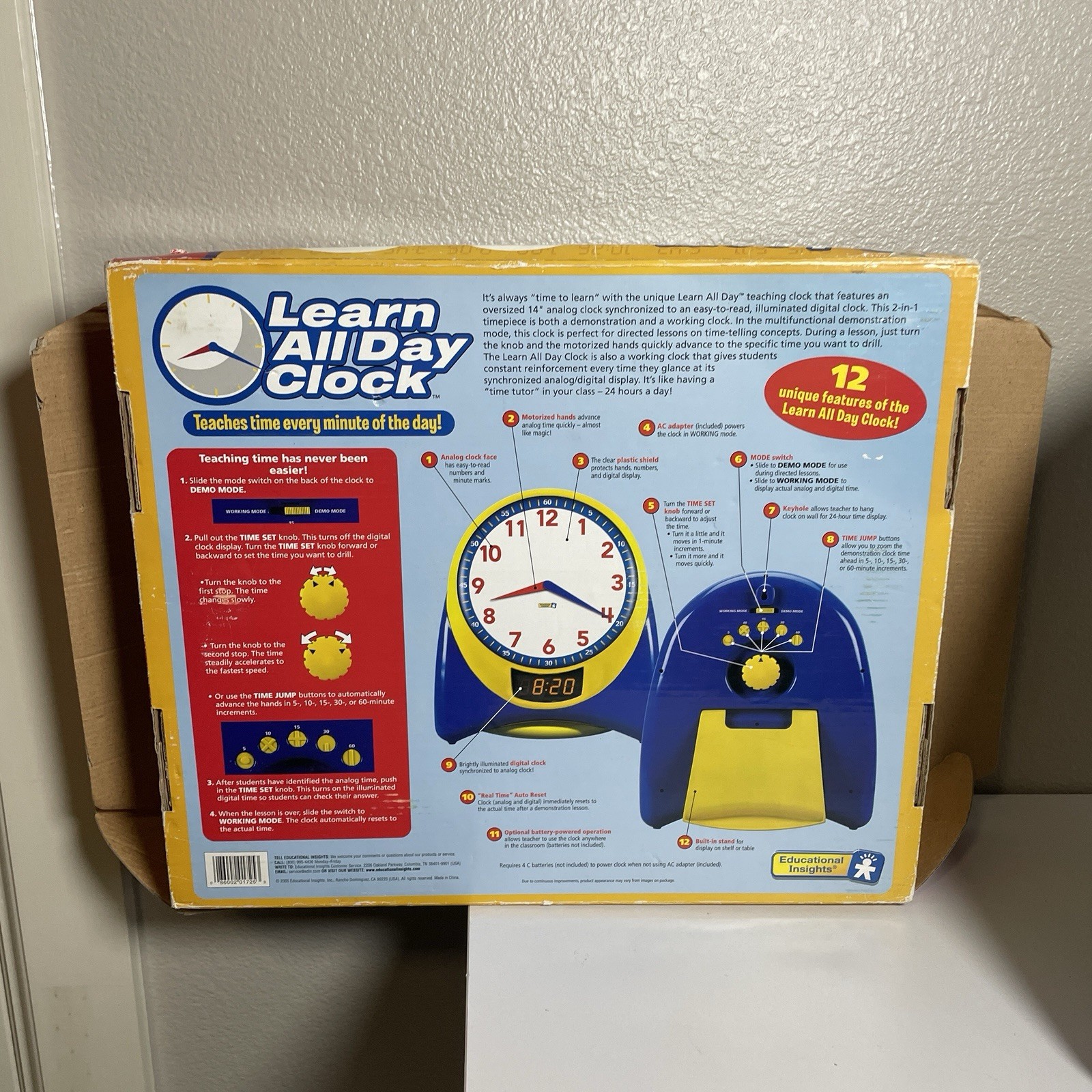 Educational Insights Learn All Day Clock Tested Home School Learn Time EI1725