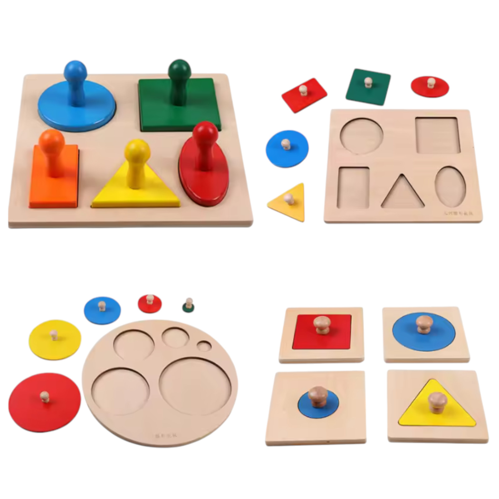 Wooden Geometric Shape Sorting Puzzle Learning Toys for Kids A 4