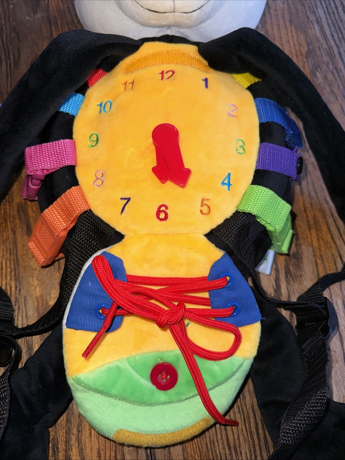 Buckle Toys Panda Backpack – Motor Skill Development Toy – Plush Learning Toy