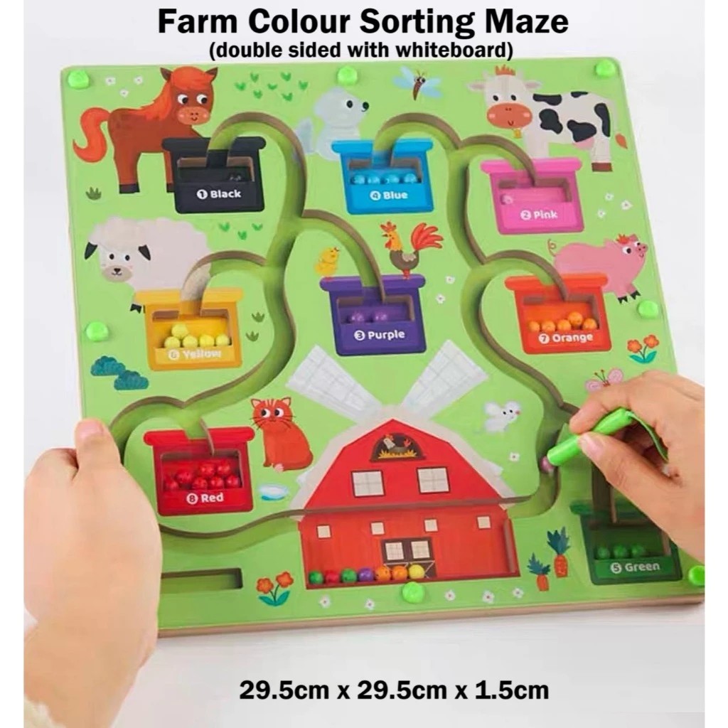 2 in 1 Double Side Magnetic Color & Number Maze, Magnetic Drawing Board Ages 3+