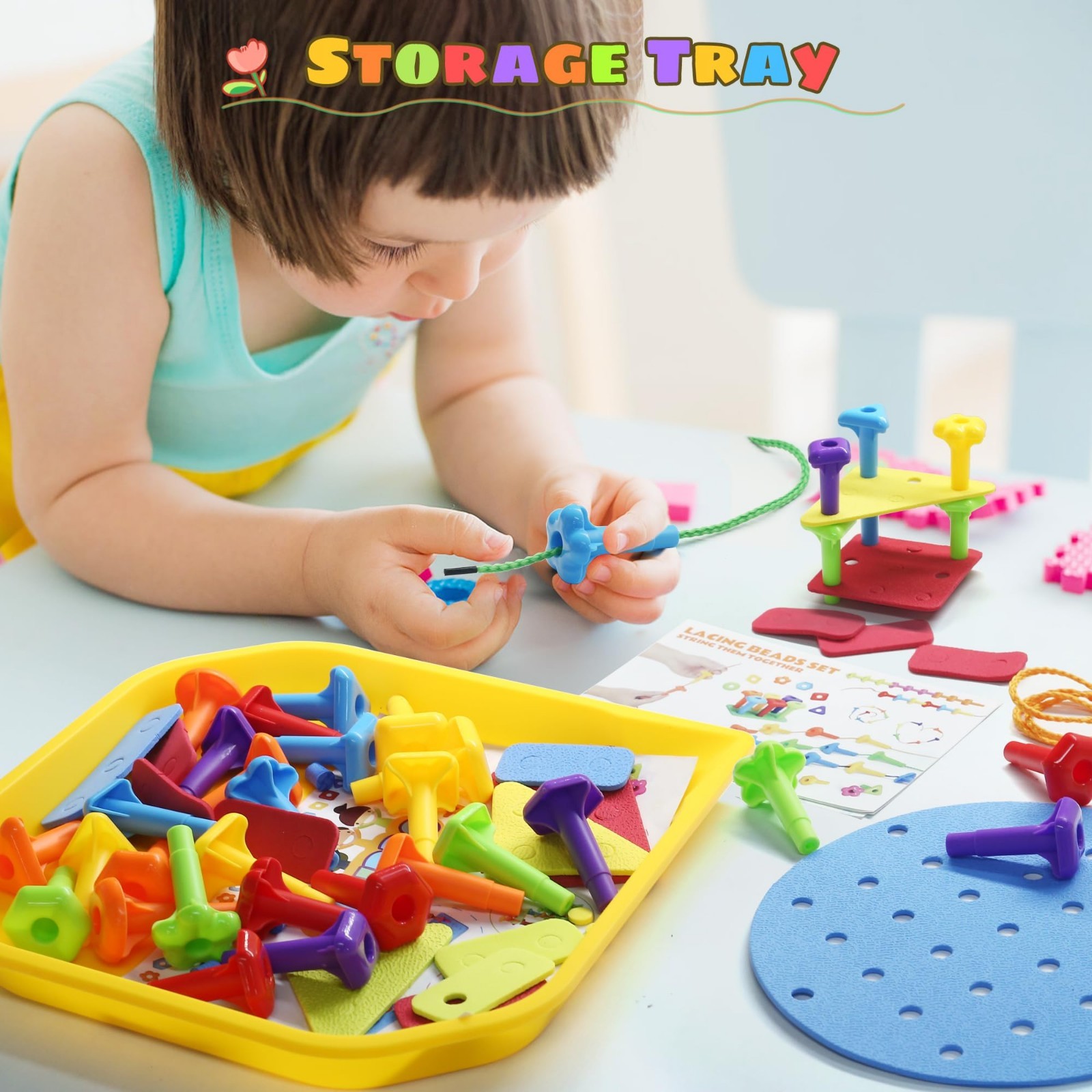 Peg Board Toy set 73Pcs DIY Building Stacking Toys for Kids 3-6 Years…