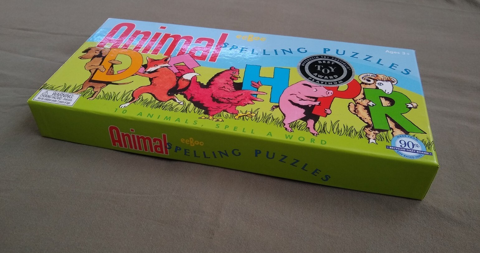 eeboo Animal Spelling Puzzle Set of 10 Animal Learning Toy Ages 3+