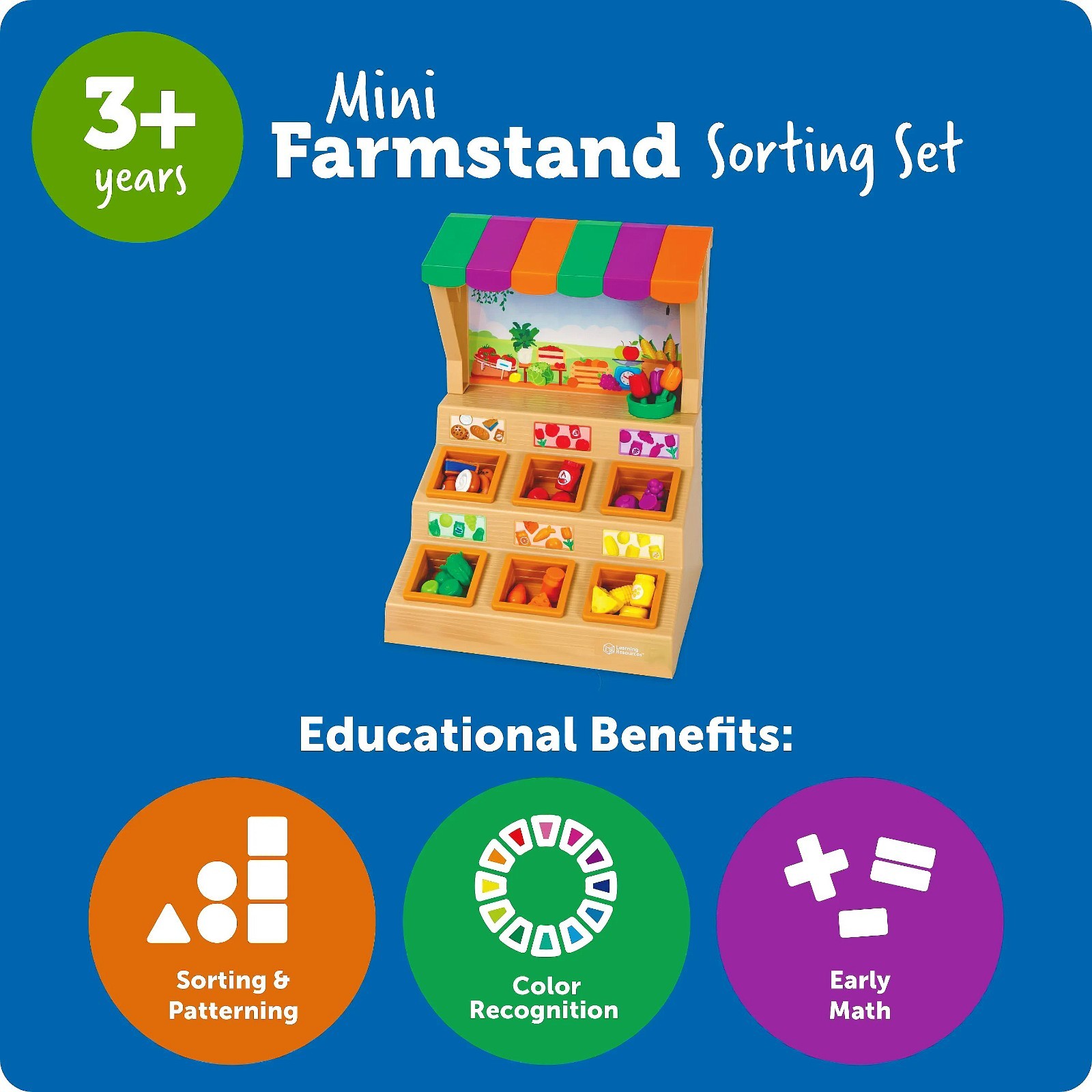 Learning Resources Mini Farmstand Sorting Set 63Pcs Educational Colorful Fun Toy