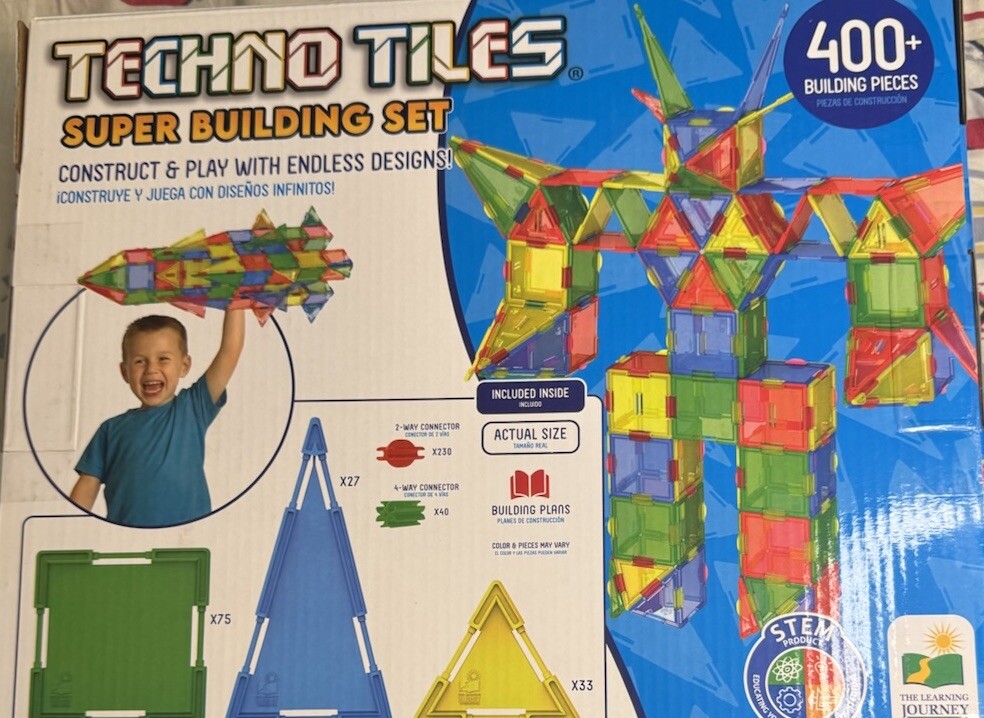 Techno Tiles Super Building Set 3D Build 400+ Building Pieces Ages 3-6 Years New