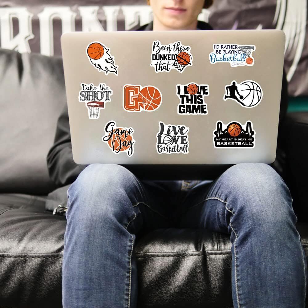 50Pcs Basketball Sticker for Adults Vinyl Waterproof for Water Bottles,Laptop,