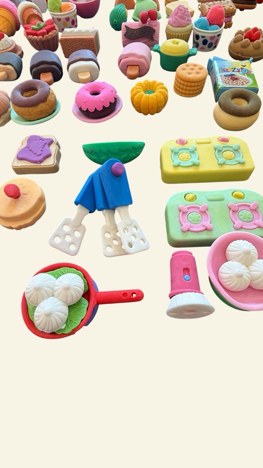 Huge Lot Mini Food Erasers Kawaii Puzzle Rubber Fidget Toys Bulk Kids Prizes