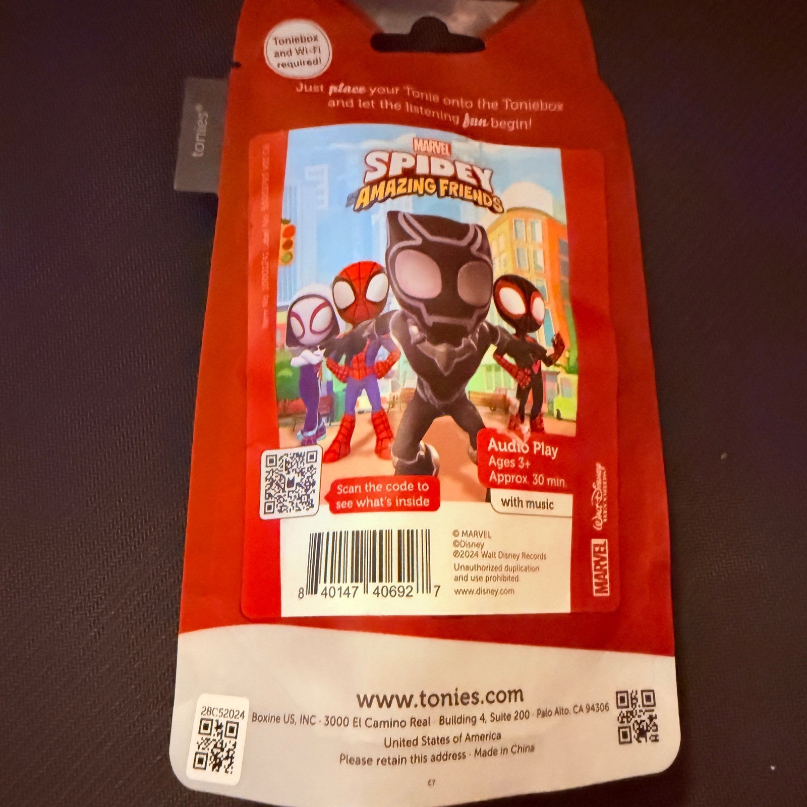 Tonies Black Panther Audio Character Kids OS Black New Spidey Amazing Friends