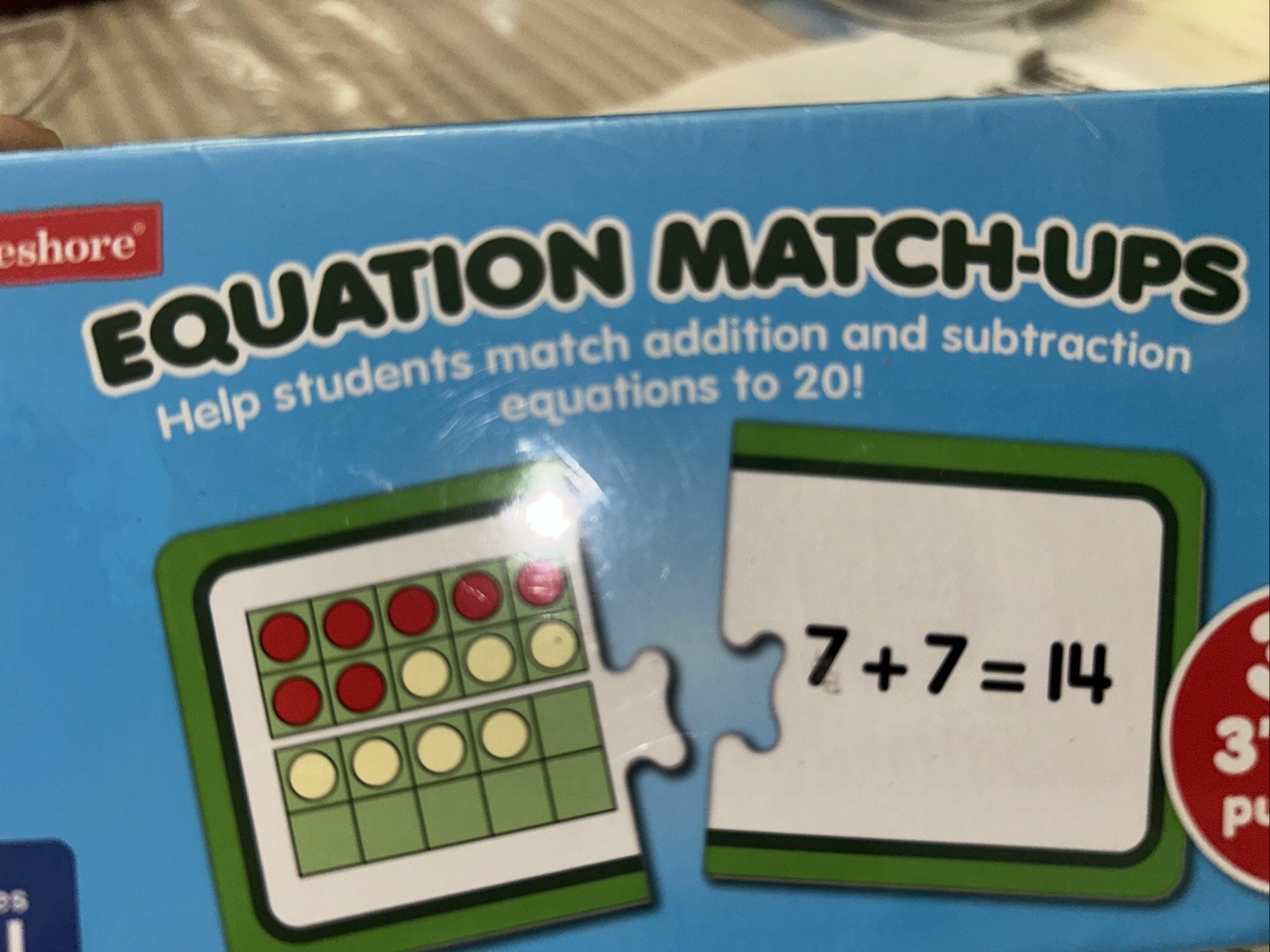 Lakeshore Equation Match-UPS 30 3” X 6” Puzzles Addition Subtract Grade K-1 NIP