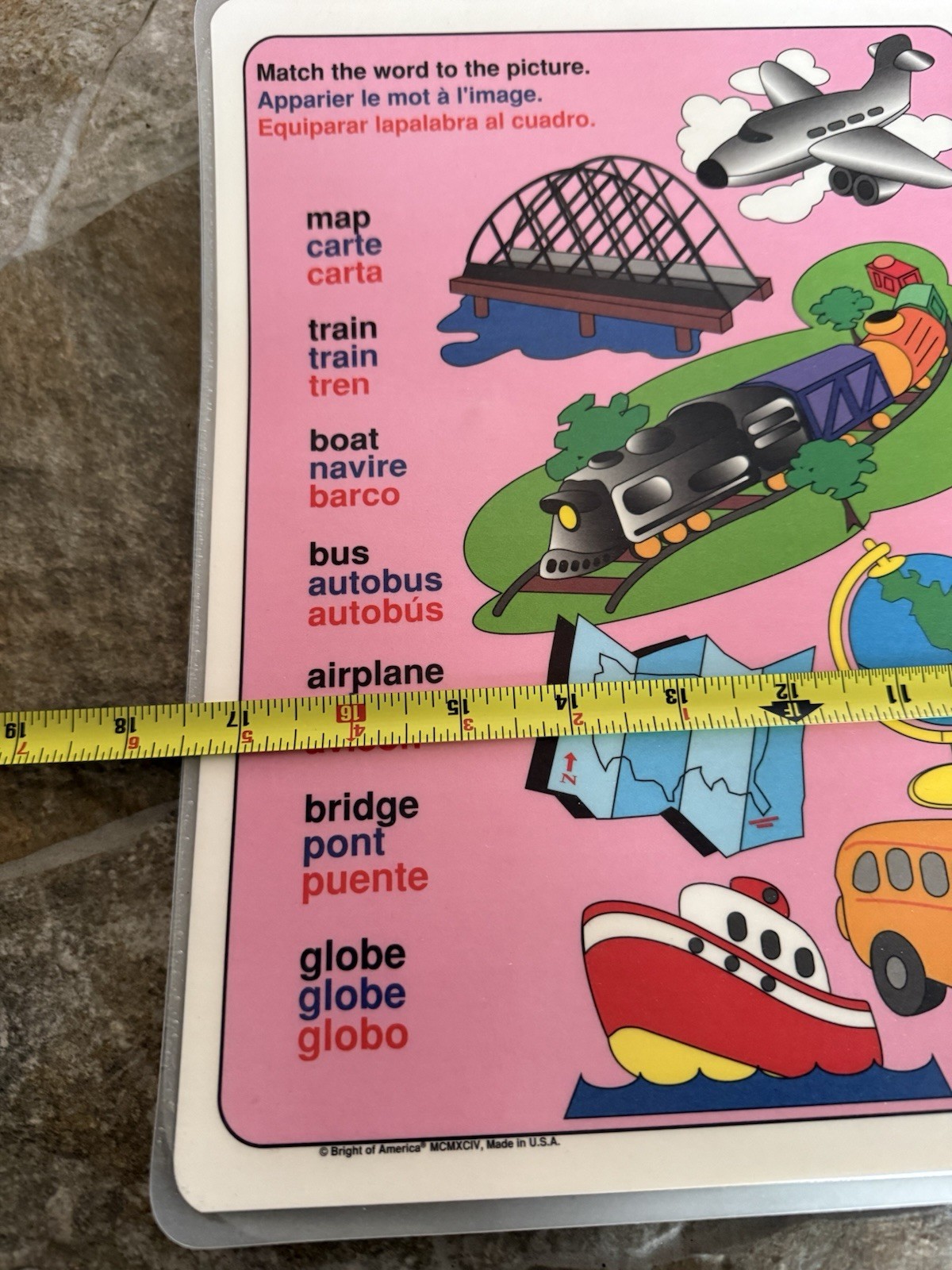Vintage Laminated Kids Learning Home School Place Mat – Lot of 5- Reversible